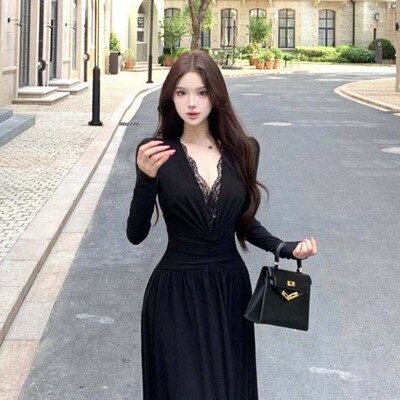2026秋冬季新款韩系高级感巨好看长裙温柔风时尚气质连衣裙D4255