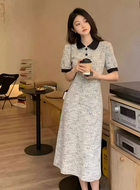 2025夏季新款法式高级感修身显瘦气质polo领连衣裙小众设计D1406