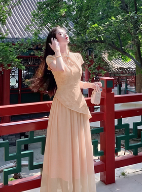 有里布2026春夏季新款女拼接设计新中式国风改良旗袍连衣裙D5015