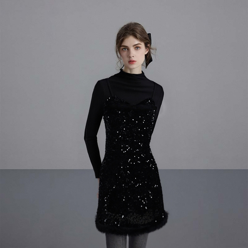 有里布富家千金感穿搭裙子2025秋冬季新款小香假两件连衣裙QY0231