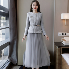 2025秋季新款有里布送腰带漂亮减龄小香风裙子套装两件套D3842A