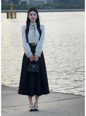 2026春季新款女小香风富家千金两件套衬衫半身裙一整套套装D3823