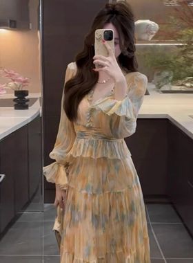 【两件套】有里布法式高级感轻奢V领碎花长袖衬衫时尚套装D0671