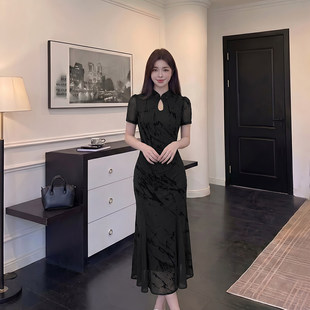 有里布2026夏季新款高级感改良新中式收腰旗袍女气质连衣裙D6779