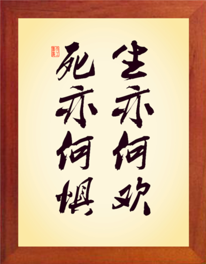 营养书画 天然实木有框画简约现代装饰画挂摆件 生亦何欢死亦何惧