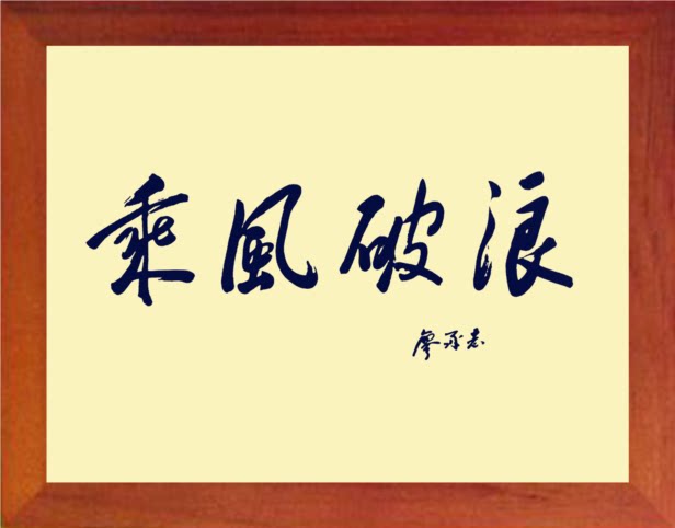 营养书画 天然实木有框画现代装饰画挂摆件 廖承志书法 乘风破浪