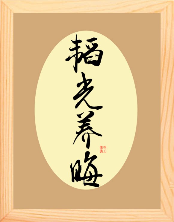 营养书画 天然实木有框画简约现代装饰画挂摆件 书法 韬光养晦3款