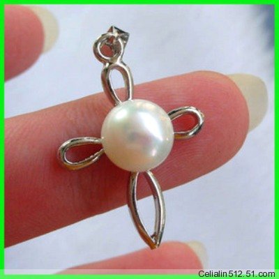 清仓特价 8mm天然白色珍珠项坠 18KGP 高贵典雅