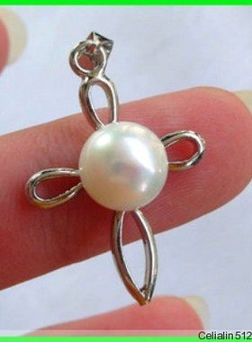 特价清仓 8mm天然白色珍珠项坠 18KGP 高贵典雅