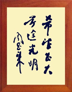 营养书画 天然实木有框画挂摆件 周恩来书法 希望甚大前途光明