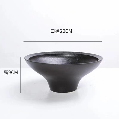 无孔苔藓球蕨类植物水仙容器禅意黑色陶瓷托盘专用花盆水培器皿