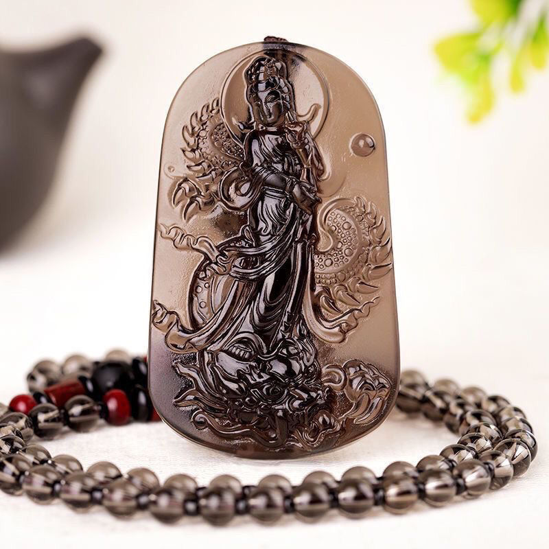 纯天然冰种黑曜石南海观音