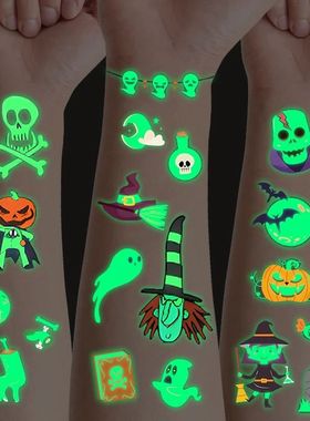 10Sheets Halloween Luminous Tattoo Stickers Ghost Pumpkin Ki