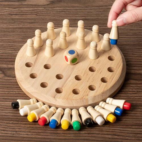 Wooden Memory Match Stick Chess Color Game Board Puzzles Mon
