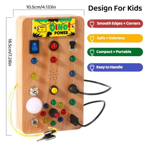 Montessori Busy Board Sensory Toy with LED Light Simulation
