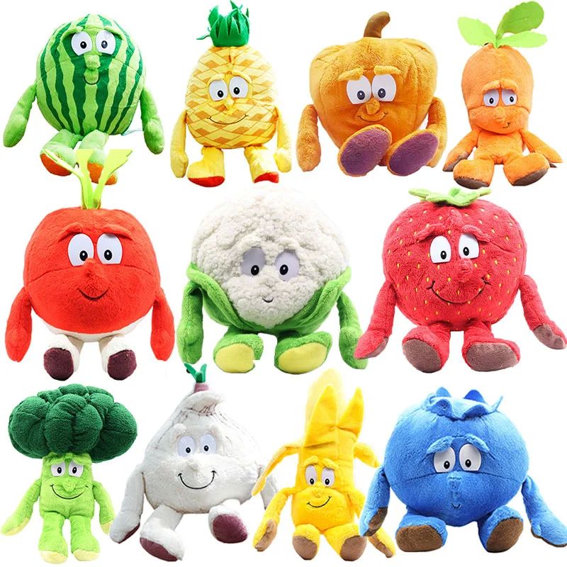 25cm Fruits Vegetables Plush Toy Garlic Strawberry Broccoli
