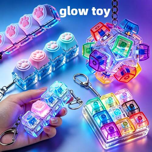 Multi-Style LED Light-Up Keycap Keychain Clicker Fidget Toy
