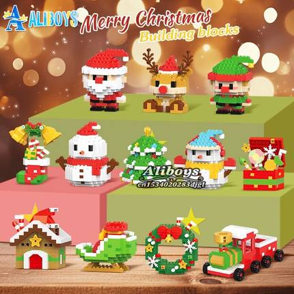 DIY Christmas Building Block Snowman Elk Santa Claus Model M
