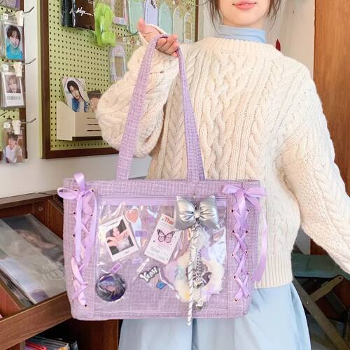 Y2K Ribbon Bow  Ita Shoulder Bag Cute Girl Transparent Pocke