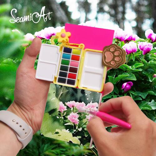 SeamiArt 12color Portable Travel Solid Watercolor SS25 Drawi