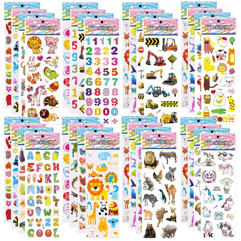 5 Sheets Kids Stickers Puffy Stickers for Children Birthday