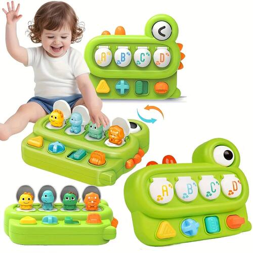 Green Dinosaur Peekaboo Puzzle Box - Interactive Educational