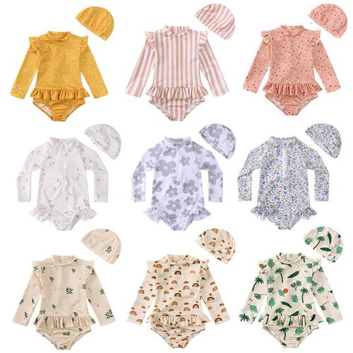 Baby Girl Swimsuit One Piece Swimming Jumpsuit Ruffles Bathi