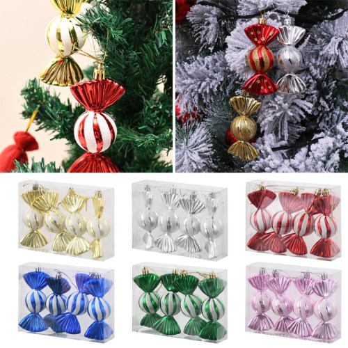 4pcs/lot Christmas Tree Pendant Christmas Painted Candy Snow