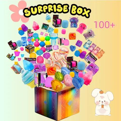 100+Pcs Surprise Box Toys, Novelty Stress Relief Toys, Assor