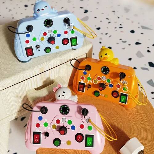 Montessori Busy Board Sensory Toys Cartoon with LED Light Sw