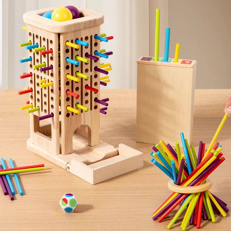 New 3in1 Wooden Stick and Tower Game Arithmetic Early Educat