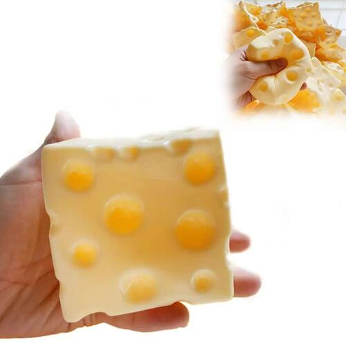 Shapeable Jumbo Cheese Cube Stress Ball Squishy Texture Anti
