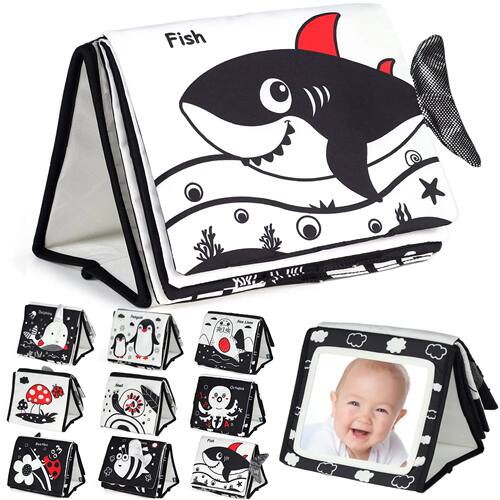 Tummy Time Mirror for Babies Black and White Toys Infants Hi