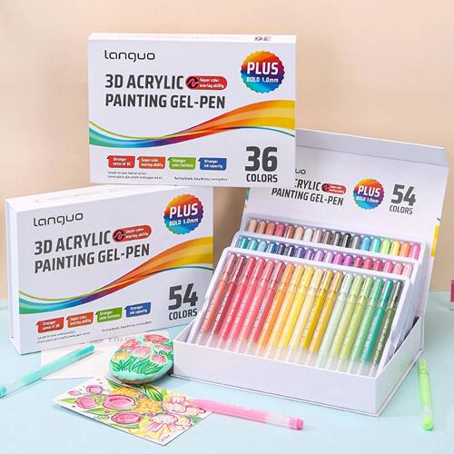 54/36 Color 3D Acrylic Gel Pen Set, Vibrant Paint Pens for B