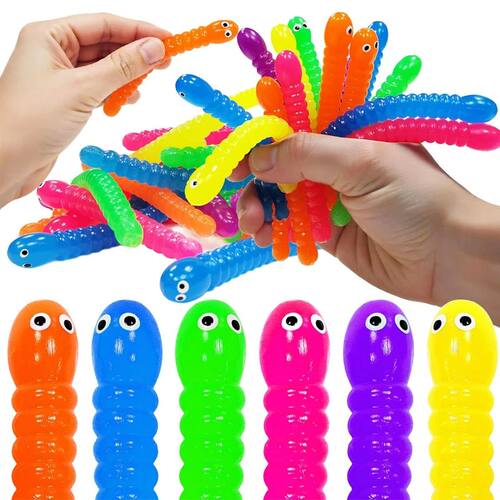 Colorful Stchy Fidget Worm Sensory Toys Birthday Party Favor