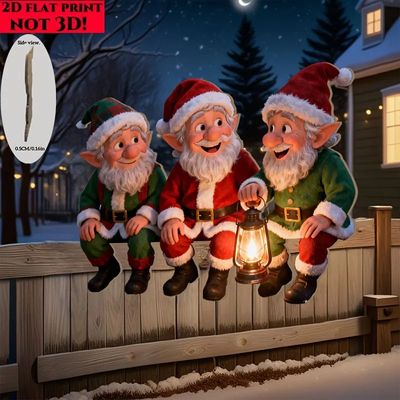 1pcs Christmas Fence Ornaments Dwarf Santa Clause Colors Out