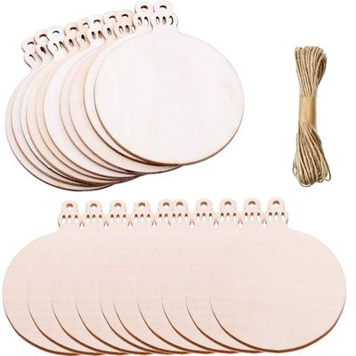 30pcs Wooden Christmas Tree Ornaments Unfinished DIY Hanging