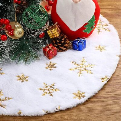 15 Inch Plush Christmas Tree Skirt White Faux Fur Round Xmas