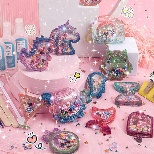 Kids DIY Crystal Glue Key chain Art Craft Set for Girls birt