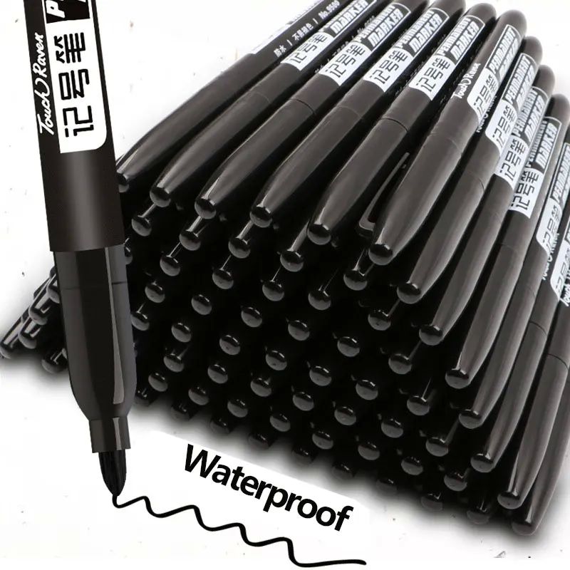 6 PCS Permanent Marker Pen Manga Drawing Markers Black Blue