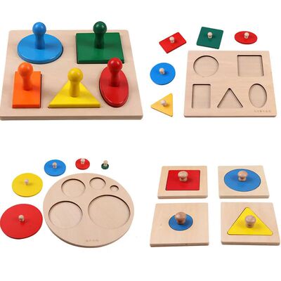 Montessori Puzzle Toys Wooden Geometric Shapes Sorting Math