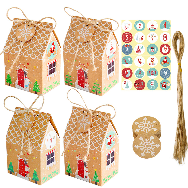 48Pcs Christmas Candy Bags House Shape Christmas Gift Box