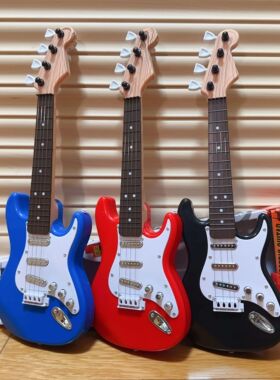 17 Inch Kids Electric Guitar Toy with 4 Strings, LED Lights,