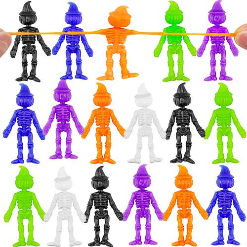 12/24/36PCS TPR Halloween Pumpkin Skeleton Man Soft Glue Ela