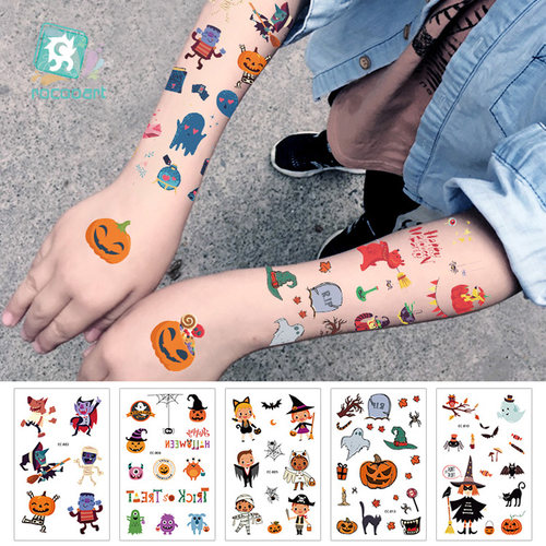 Rocooart Cartoon Halloween Tattoo For Kid Fake Tatoo Childre