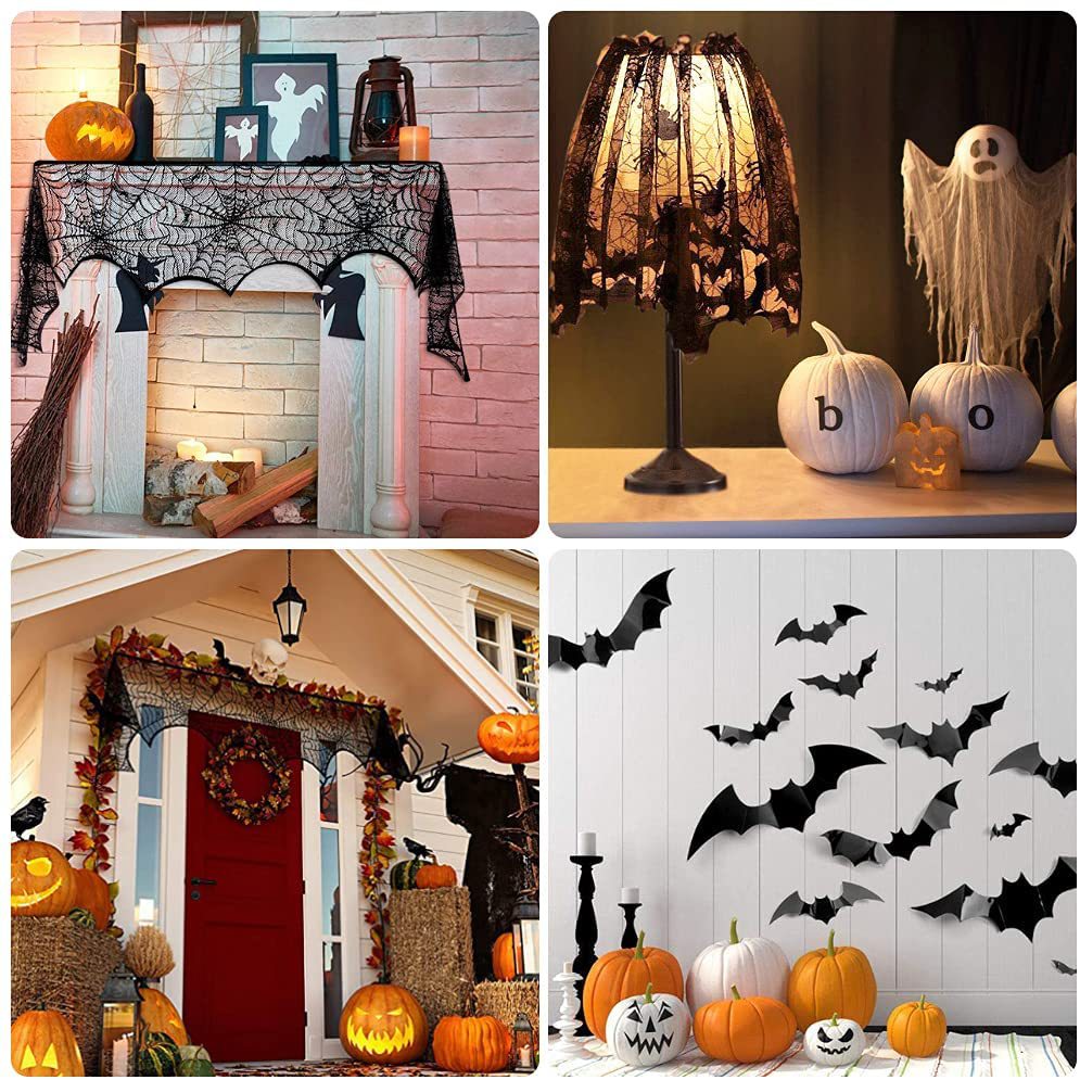 Halloween Spider Web Tablecloth Table Flag Halloween Curtain