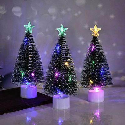 3/1pcs Luminous Christmas Tree Mini Desktop Ornaments Xmas H