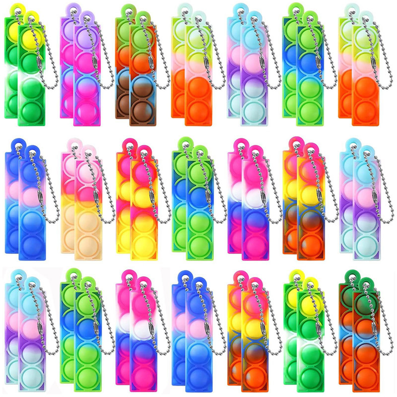 Mini Vertical Long Silicone Bubble Keychain Fidget Sensory T