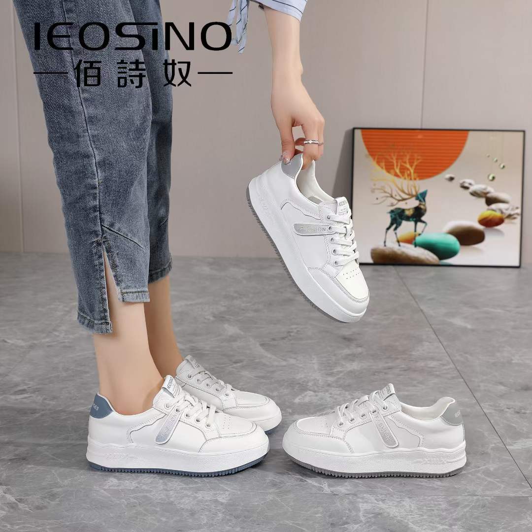 426442121佰诗奴女鞋2024年春厚底真皮时尚轻便户外休闲小白鞋女