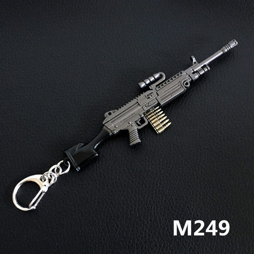 吃鸡周边M249重机枪小号迷你钥匙扣挂件SCARL全金属儿童玩具S12K